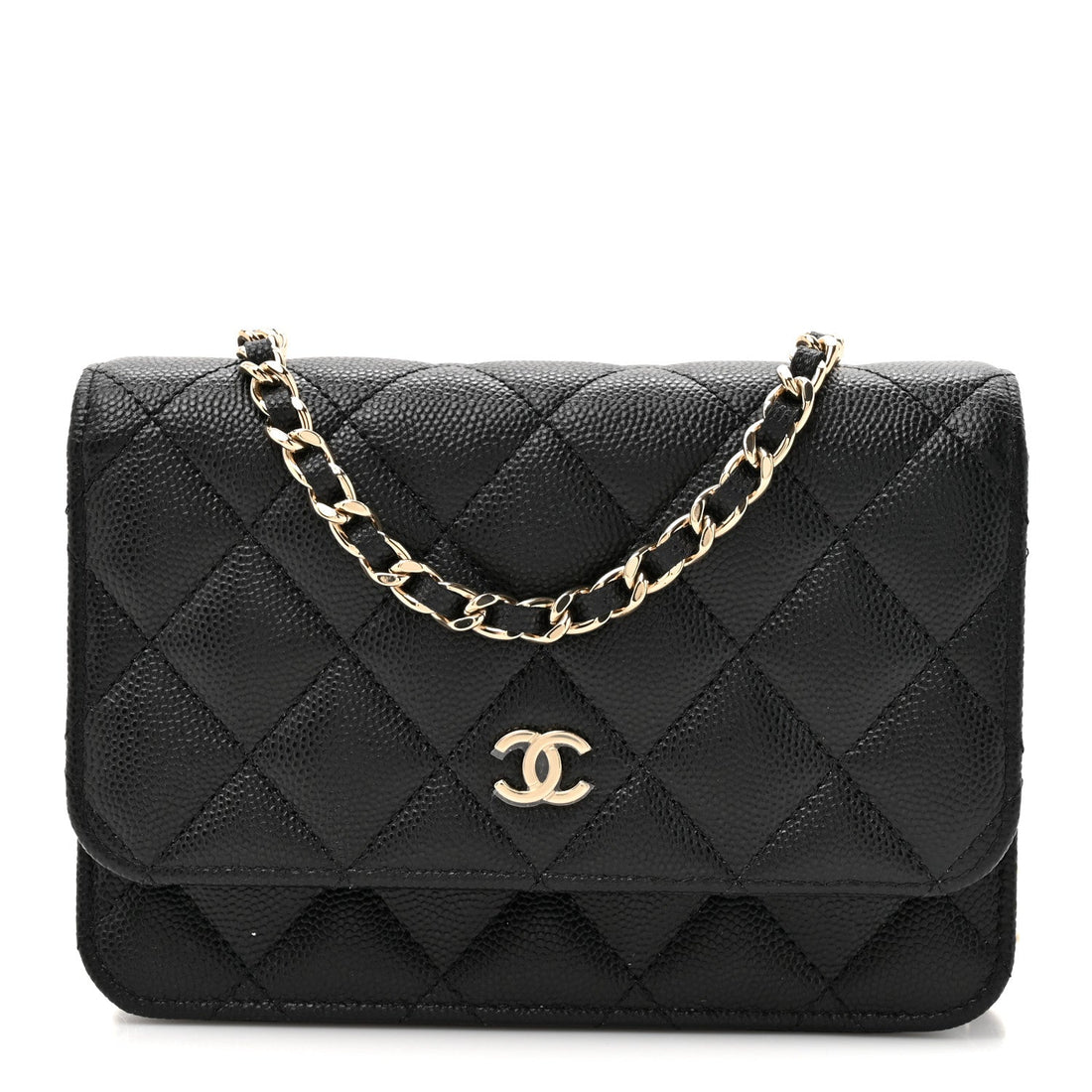 Caviar Quilted Mini Wallet On Chain WOC Black
