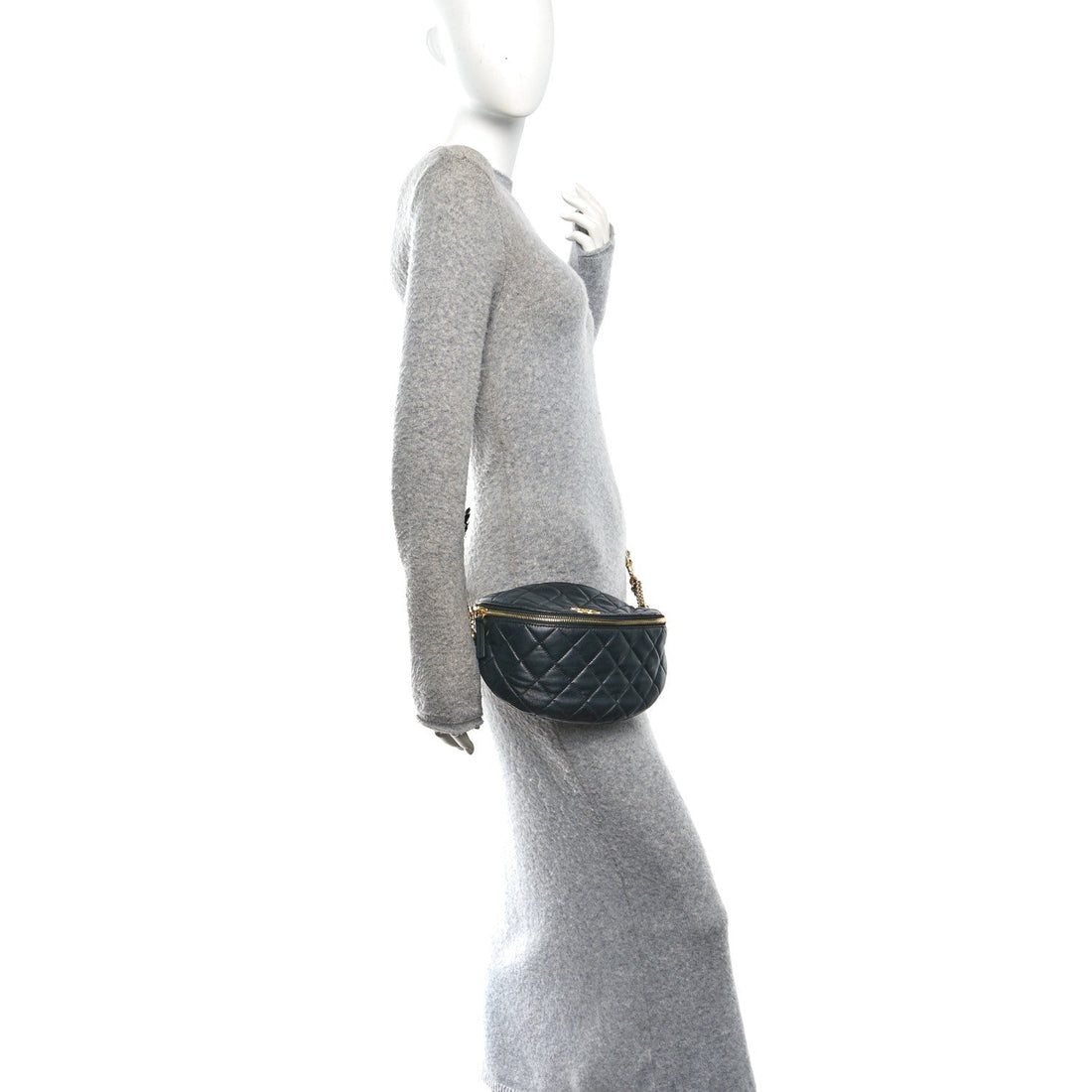 Lambskin Pearl Quilted CC Belt Bag Black