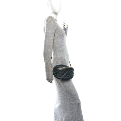 Lambskin Pearl Quilted CC Belt Bag Black