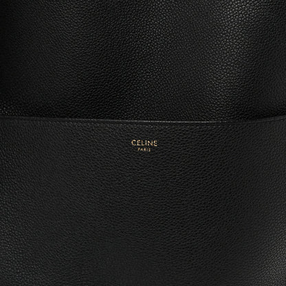 Soft Grained Calfskin Sangle Bucket Bag Black