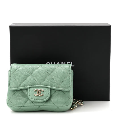 Caviar Quilted Mini Chain Belt Bag Light Green