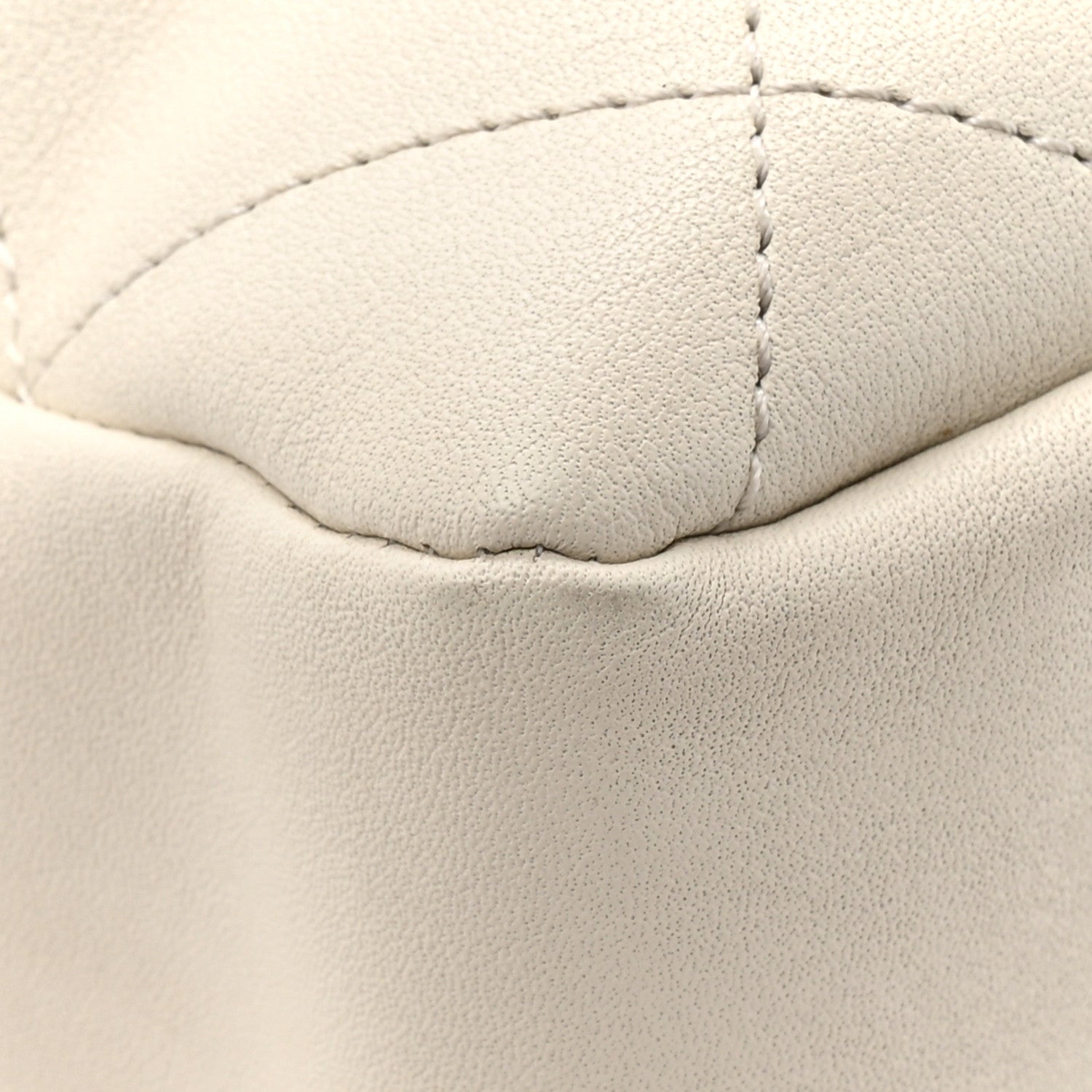 Calfskin Quilted Drawstring Bucket Bag White