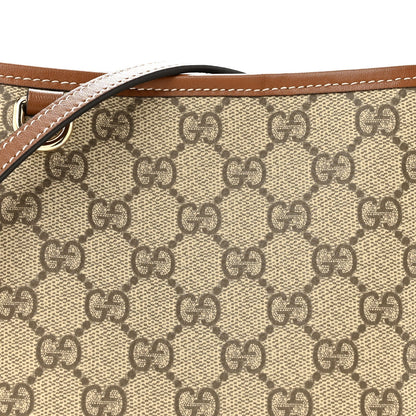 GG Supreme Monogram Emblem Nano Bucket Bag  Beige Dark Brown