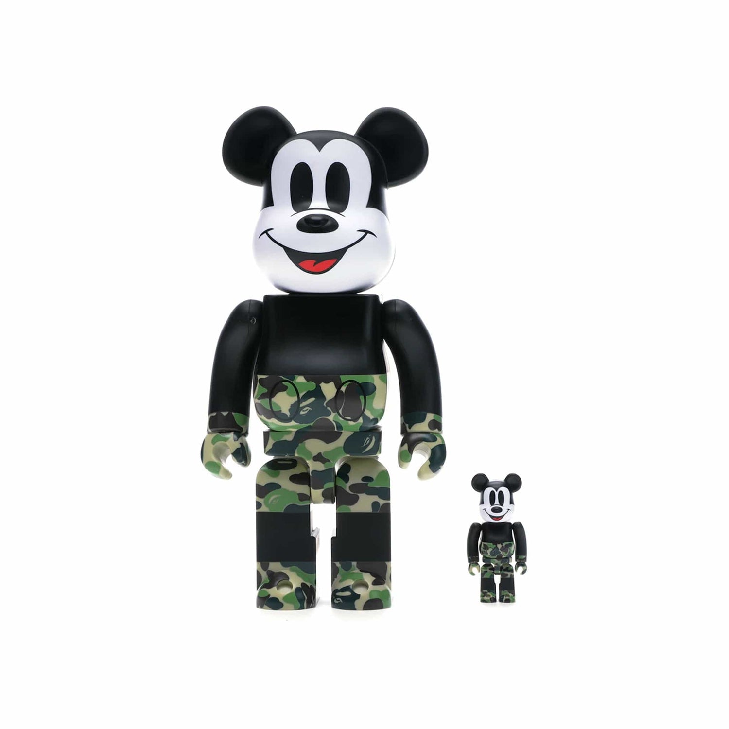 Bearbrick BAPE Mickey Mouse 100% &amp; 400% Set Black/Green Camo