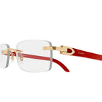 Cartier Eyewear CT0052O-006 Transparent Gold Red Rimless Sunglasses