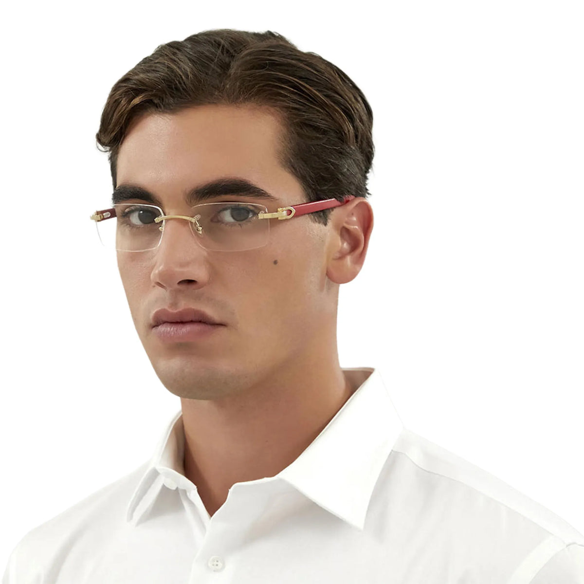 Cartier Eyewear CT0052O-006 Transparent Gold Red Rimless Sunglasses
