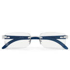 Cartier Eyewear CT0052O-007 Transparent Silver Blue Rimless Sunglasses