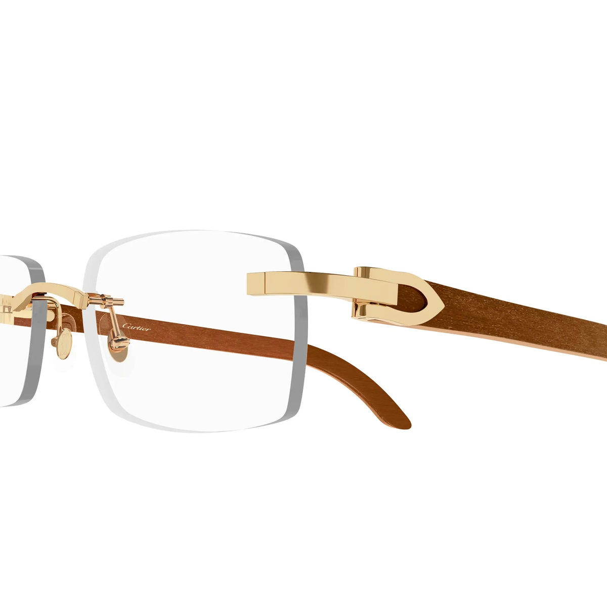 Cartier Eyewear CT0052O-008 Transparent Gold Brown Rimless Sunglasses