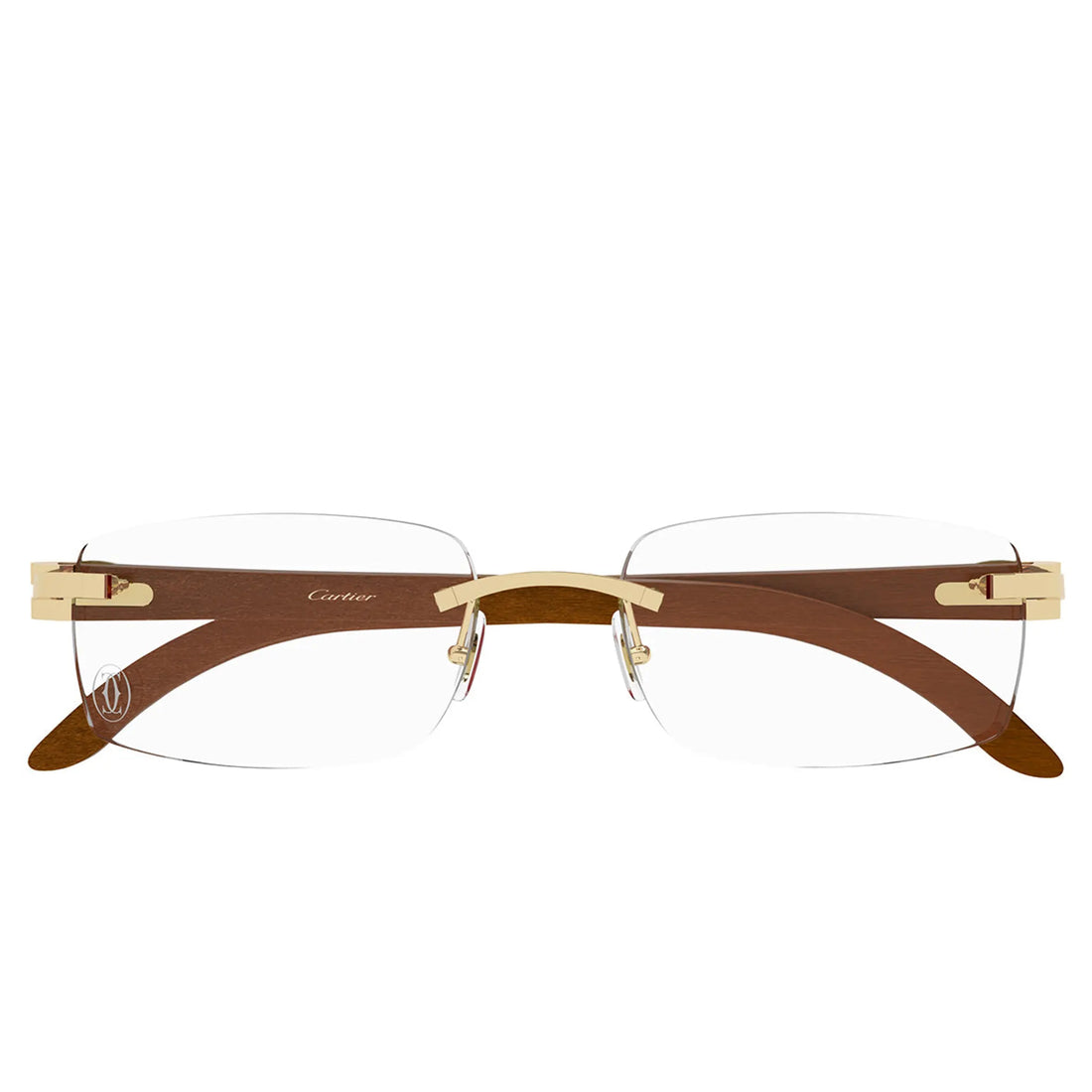 Cartier Eyewear CT0052O-008 Transparent Gold Brown Rimless Sunglasses