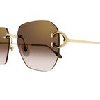 Cartier Eyewear CT0394S-002 C Decor Gold Brown Rimless Sunglasses