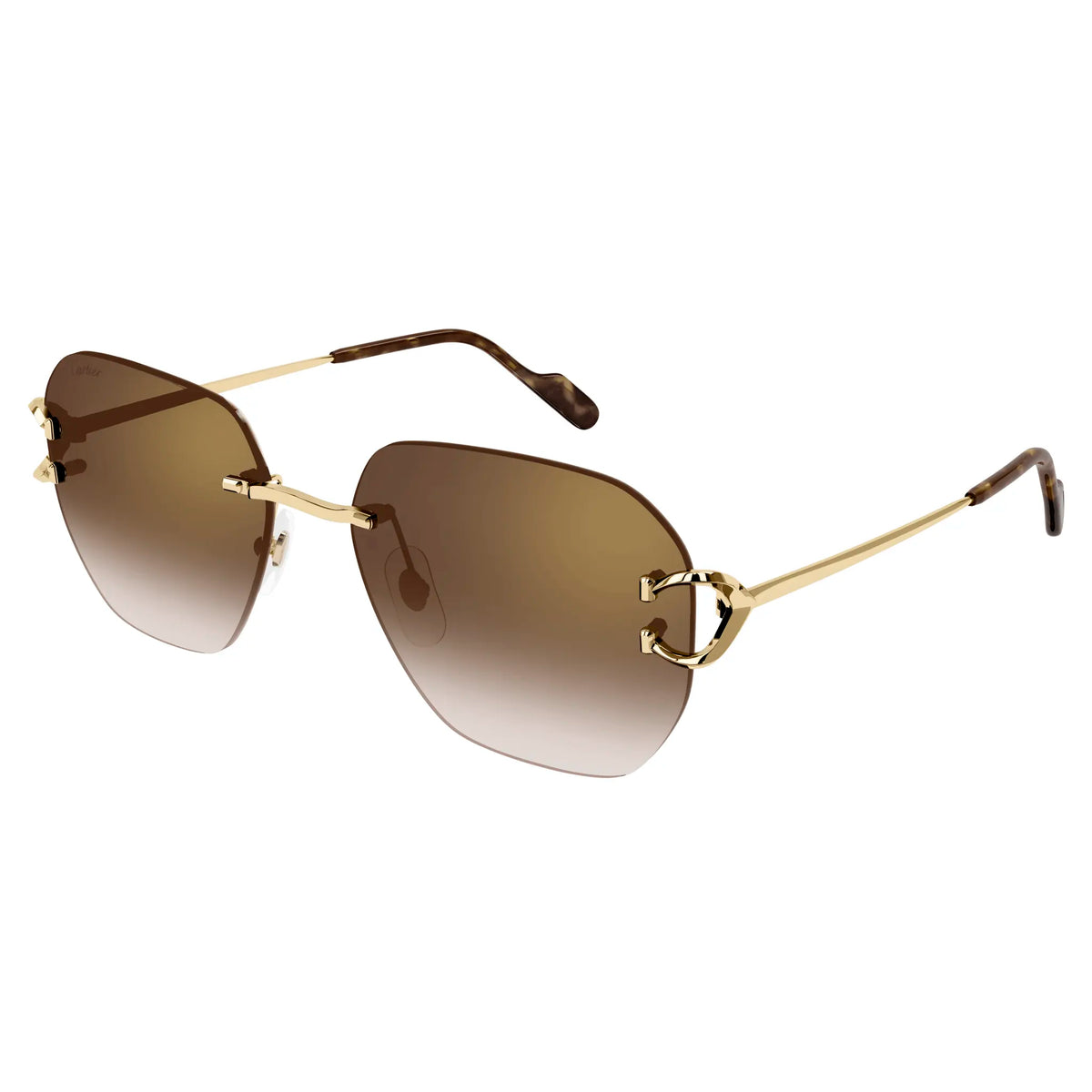 Cartier Eyewear CT0394S-002 C Decor Gold Brown Rimless Sunglasses Main image