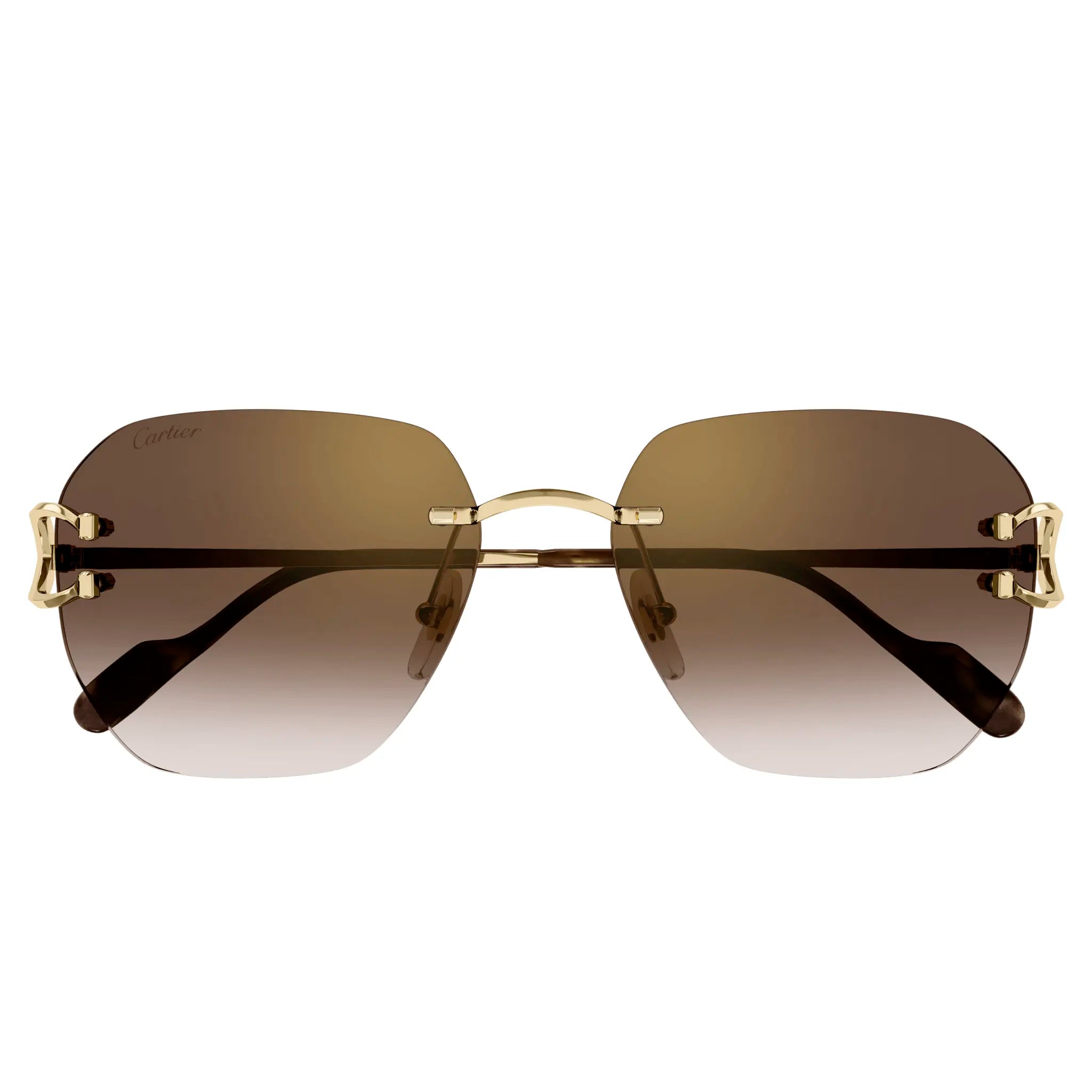 Cartier Eyewear CT0394S-002 C Decor Gold Brown Rimless Sunglasses Secondary image