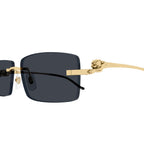 Cartier Eyewear CT0430S-001 Panthere De Cartier Gold Grey Rimless Sunglasses