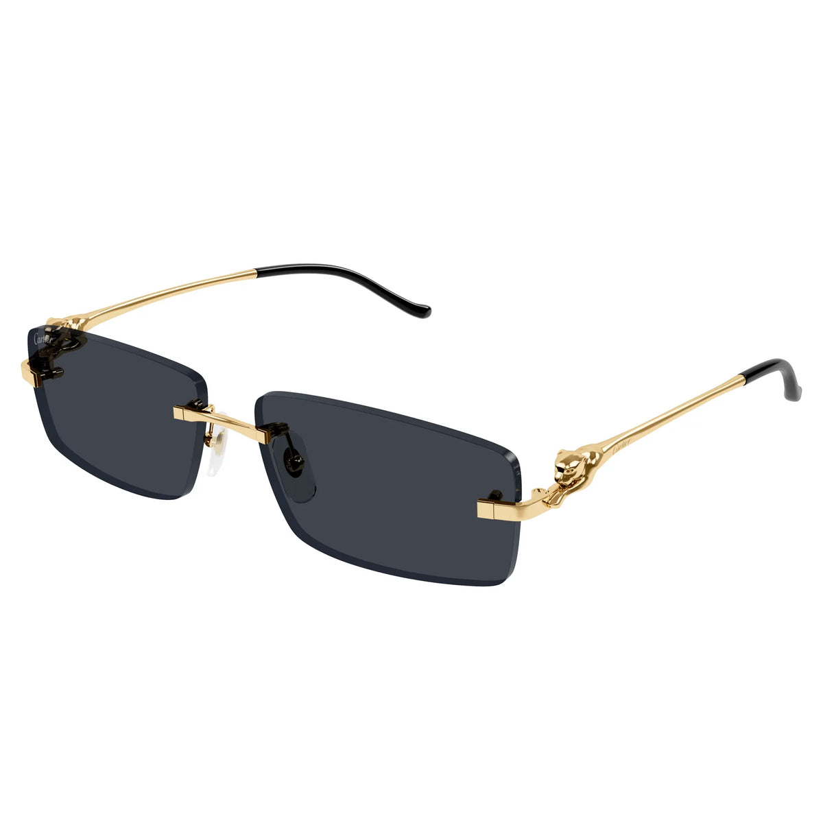 Cartier Eyewear CT0430S-001 Panthere De Cartier Gold Grey Rimless Sunglasses