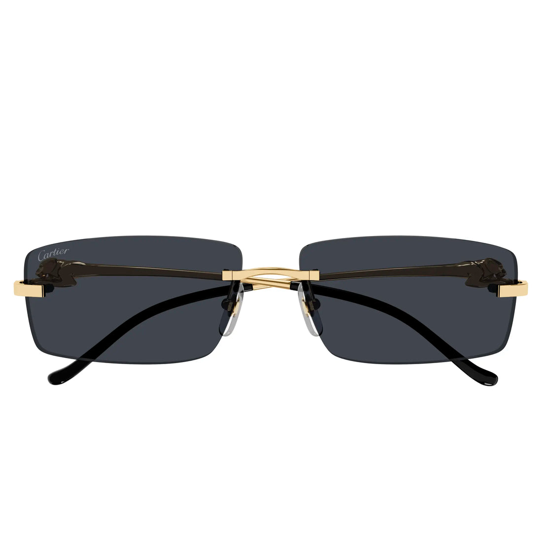 Cartier Eyewear CT0430S-001 Panthere De Cartier Gold Grey Rimless Sunglasses