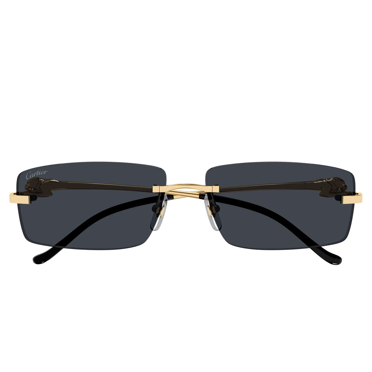 Cartier Eyewear CT0430S-001 Panthere De Cartier Gold Grey Rimless Sunglasses