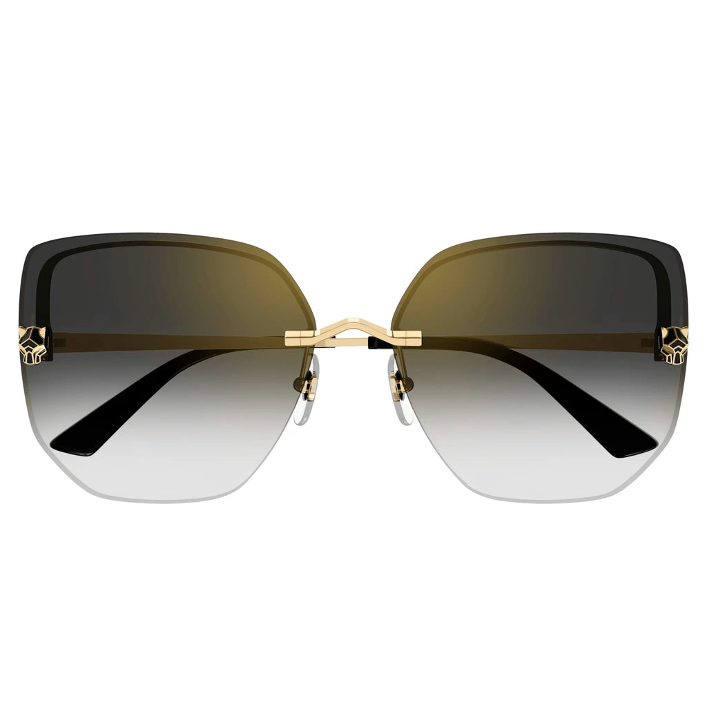 Cartier Eyewear CT0432S-001 Panthere De Cartier Gold Grey Rimless Sunglasses