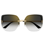 Cartier Eyewear CT0432S-001 Panthere De Cartier Gold Grey Rimless Sunglasses