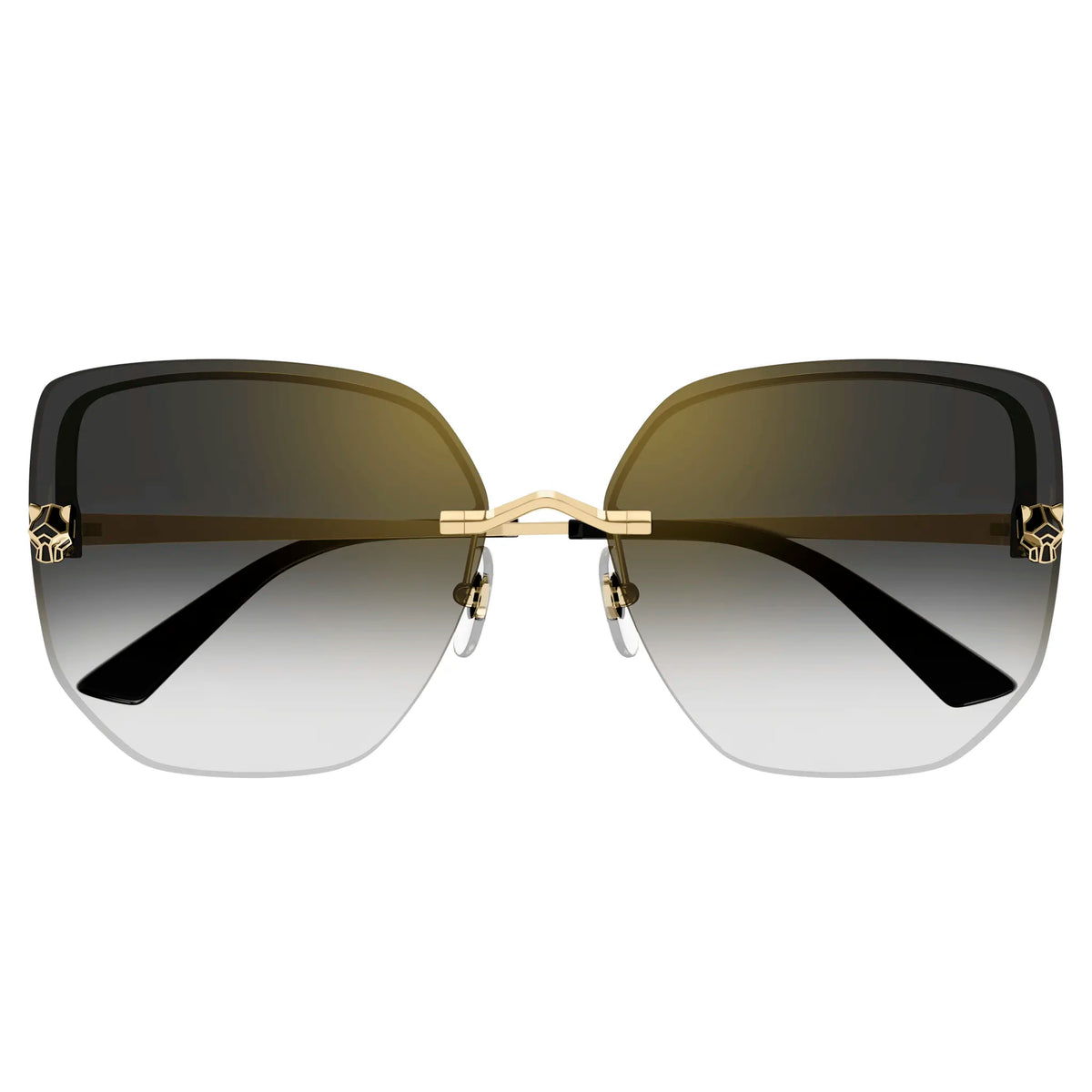 Cartier Eyewear CT0432S-001 Panthere De Cartier Gold Grey Rimless Sunglasses