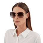 Cartier Eyewear CT0432S-001 Panthere De Cartier Gold Grey Rimless Sunglasses
