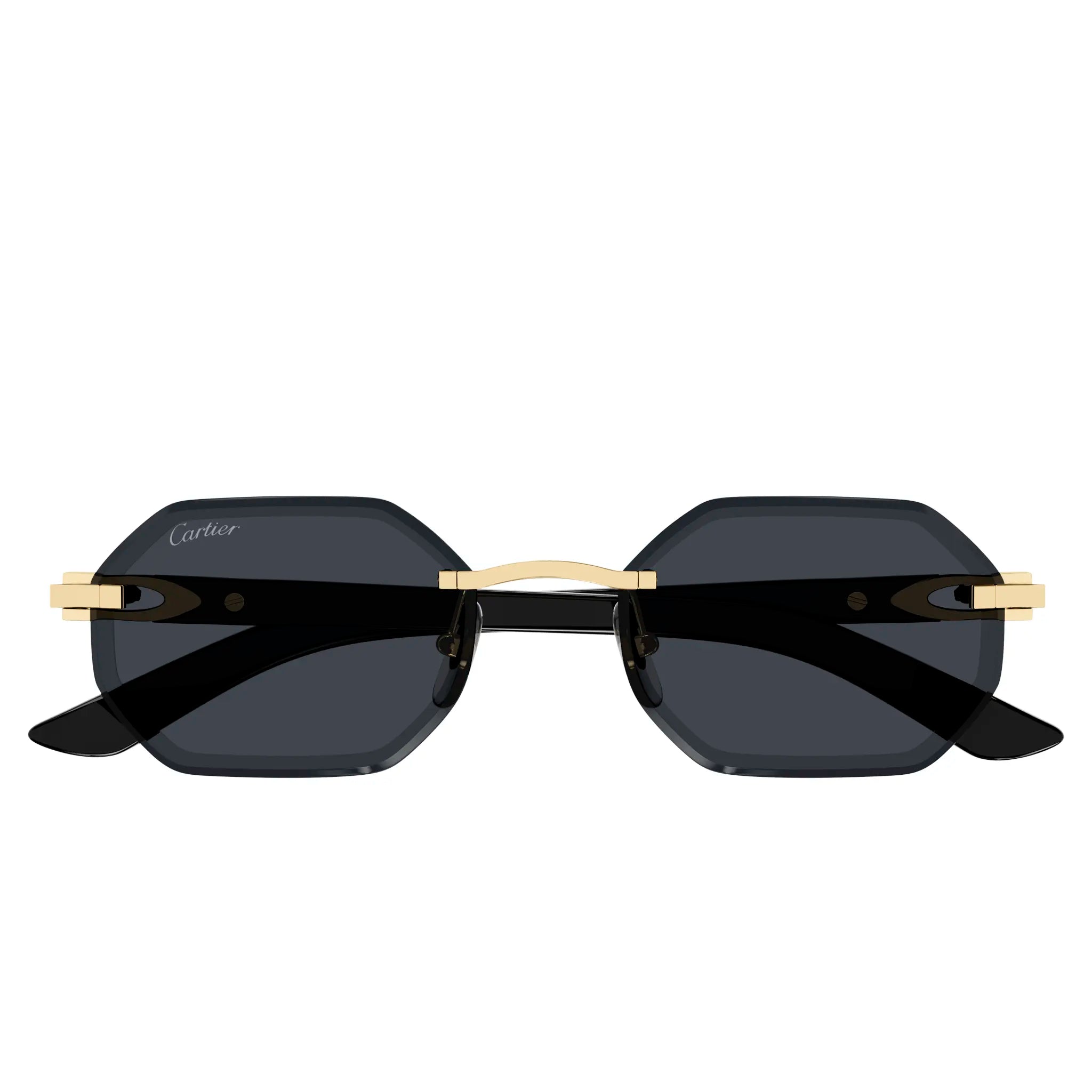 Cartier Eyewear CT0439S-001 Buffalo Horn Gold Grey Rimless Sunglasses Secondary image