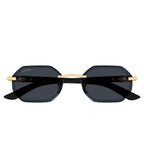 Cartier Eyewear CT0439S-001 Buffalo Horn Gold Grey Rimless Sunglasses