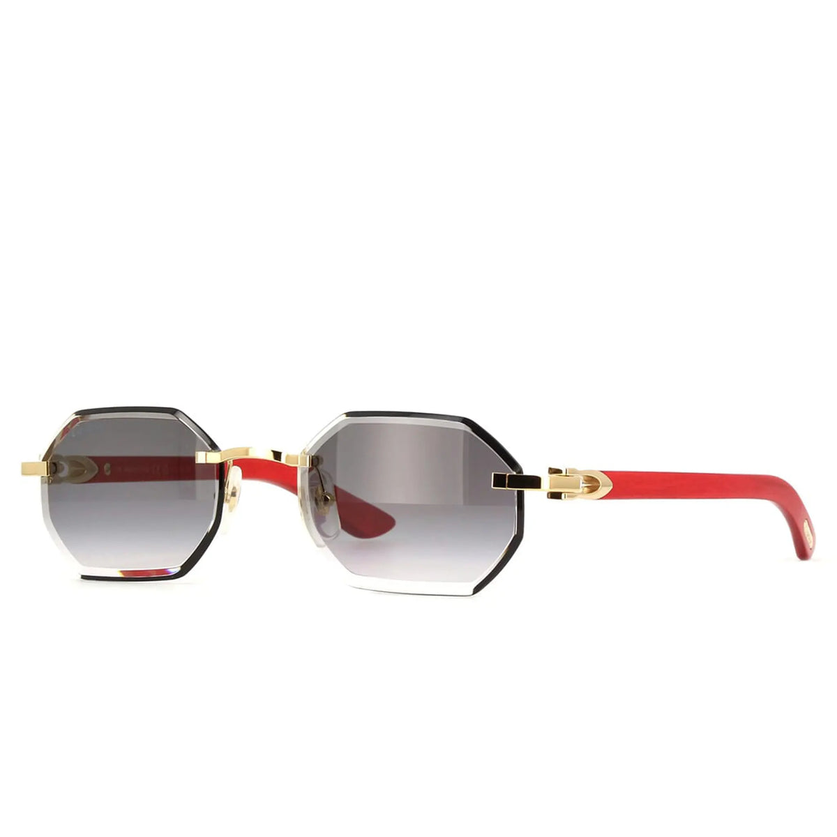 Cartier Eyewear CT0439S-003 Gold Grey Rimless Sunglasses