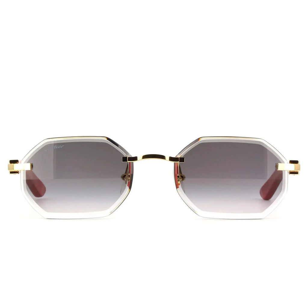Cartier Eyewear CT0439S-003 Gold Grey Rimless Sunglasses