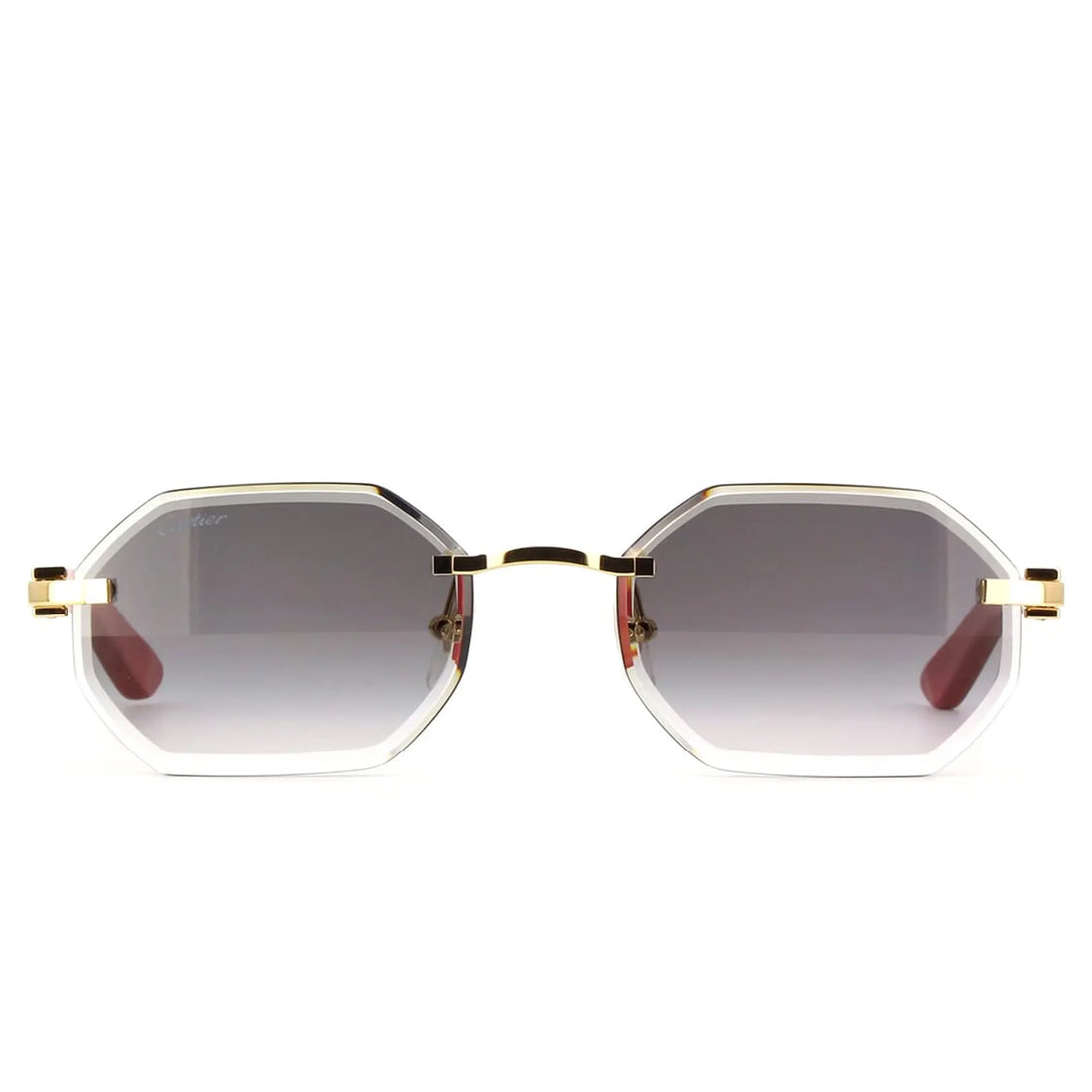 Cartier Eyewear CT0439S-003 Gold Grey Rimless Sunglasses
