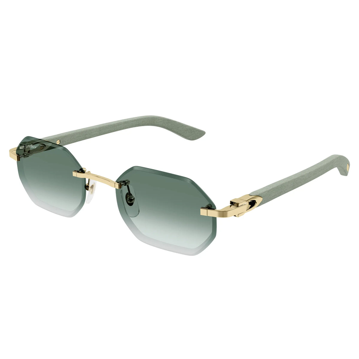 Cartier Eyewear CT0439S-004 Gold Green Rimless Sunglasses Main image