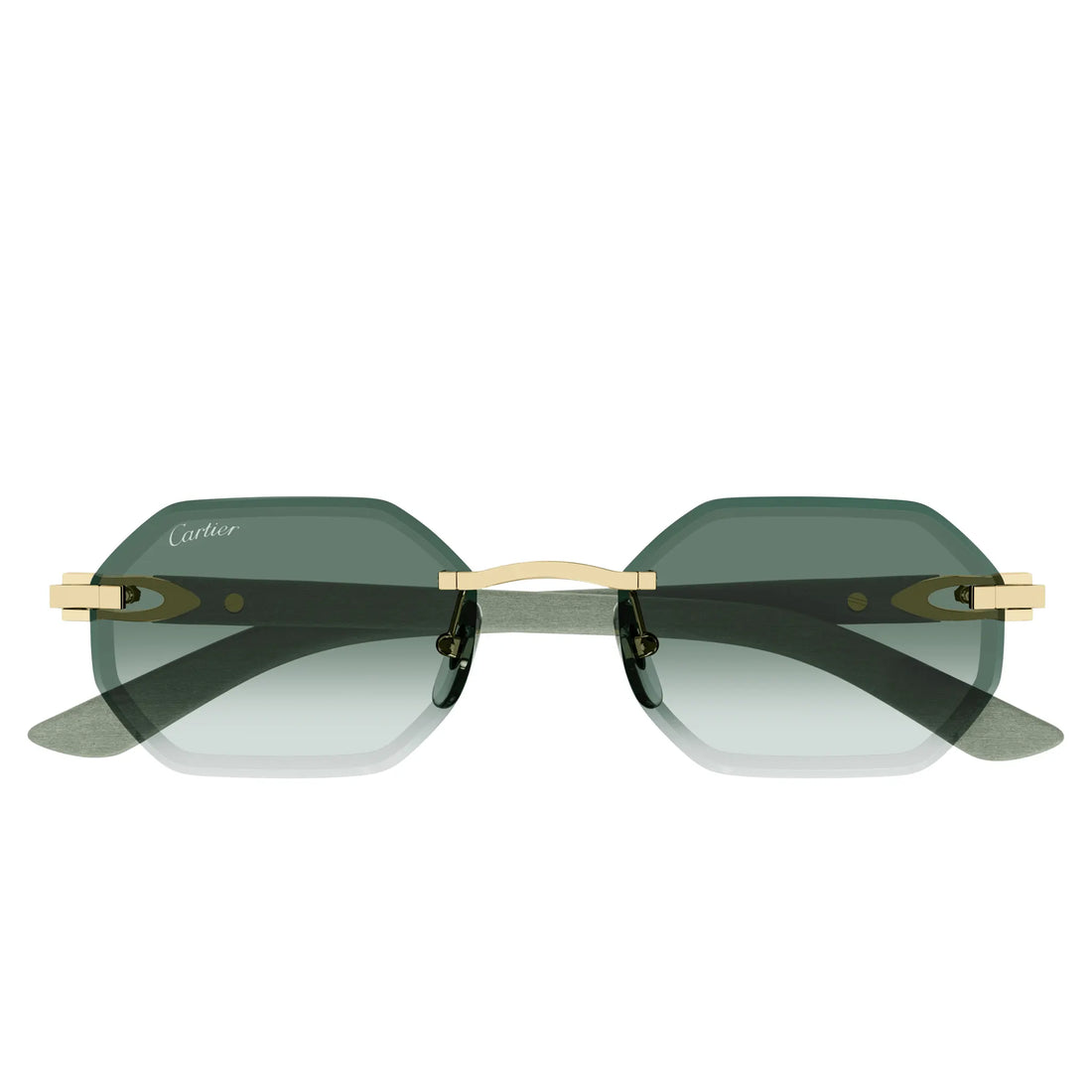 Cartier Eyewear CT0439S-004 Gold Green Rimless Sunglasses