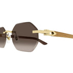 Cartier Eyewear Decor C De CT0439S-006 Gold Brown Rimless Sunglasses