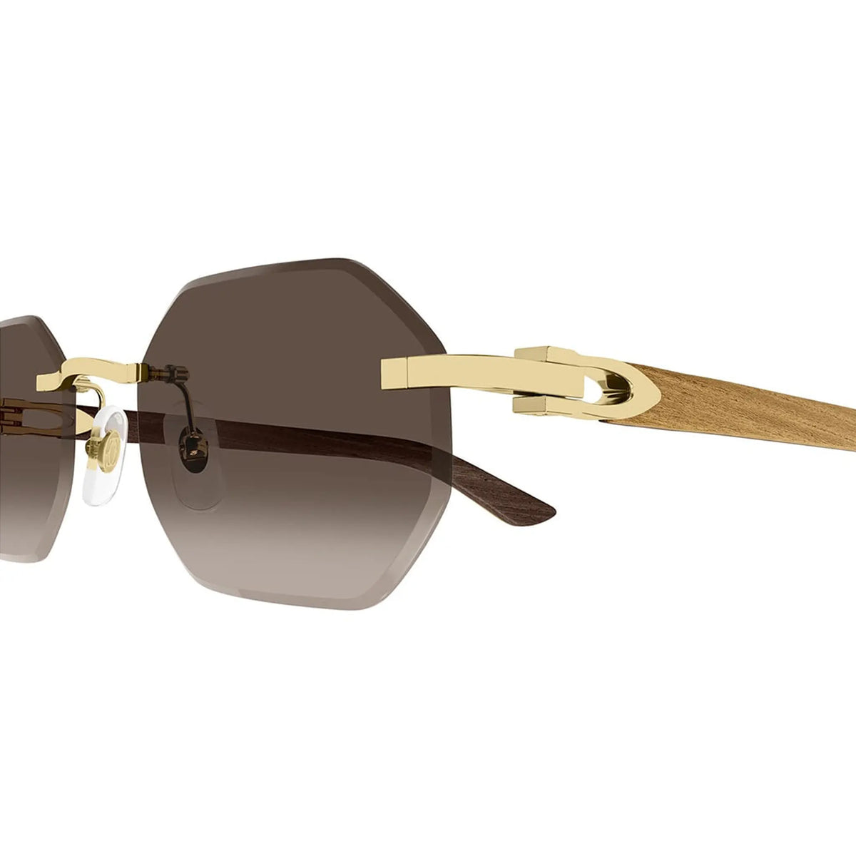 Cartier Eyewear Decor C De CT0439S-006 Gold Brown Rimless Sunglasses