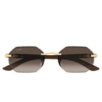 Cartier Eyewear Decor C De CT0439S-006 Gold Brown Rimless Sunglasses