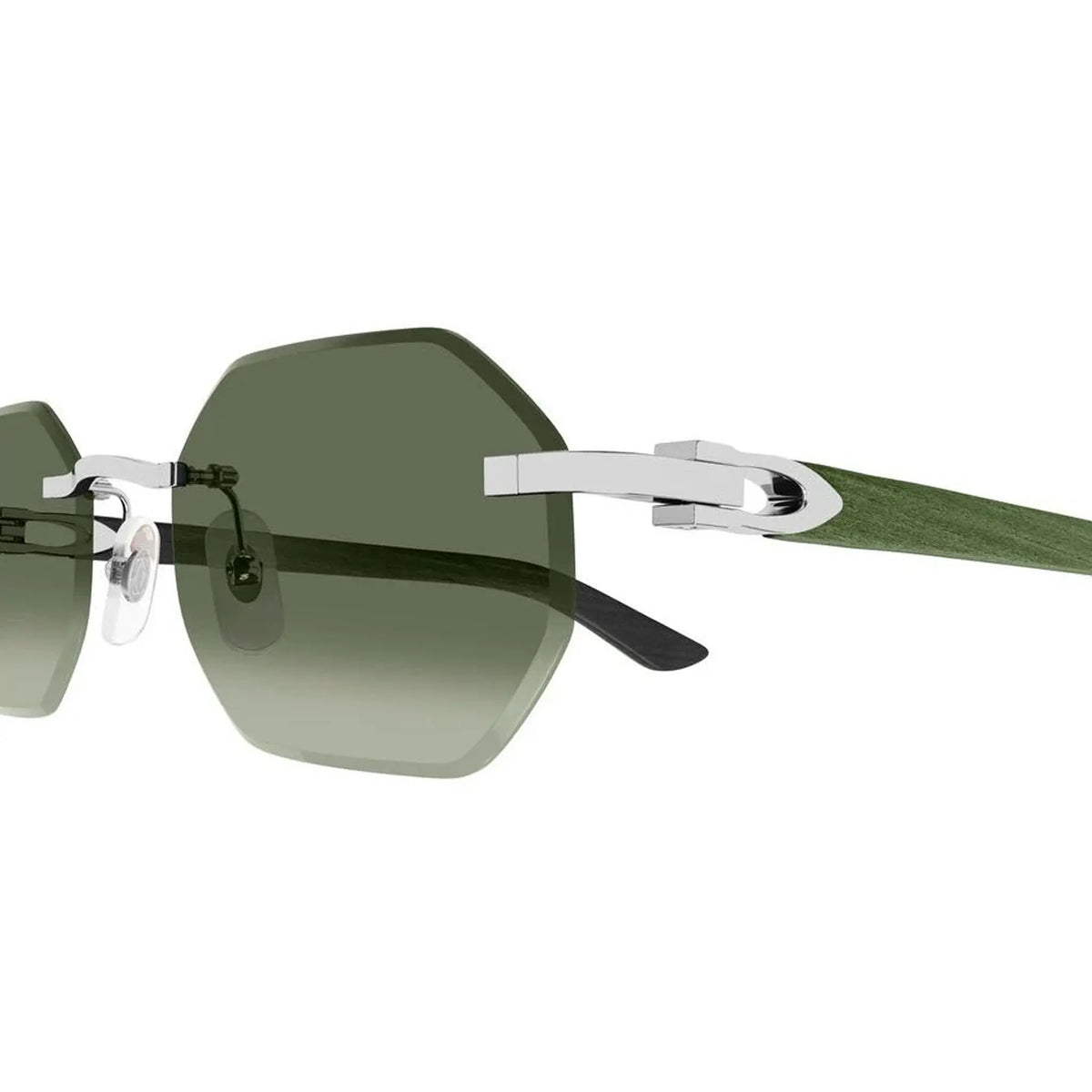 Cartier Eyewear CT0439S-008 Green Silver Rimless Sunglasses