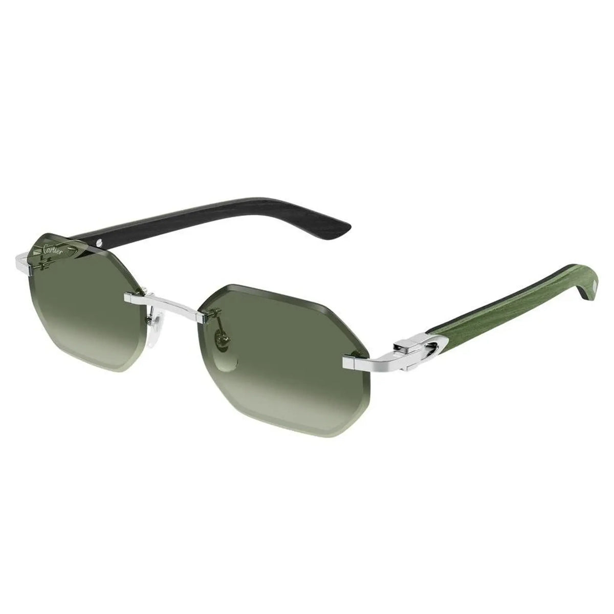 Cartier Eyewear CT0439S-008 Green Silver Rimless Sunglasses Main image