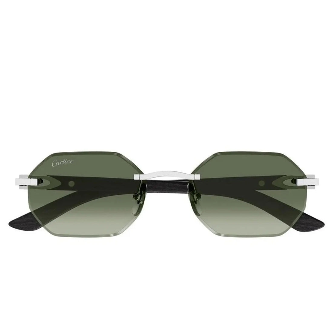 Cartier Eyewear CT0439S-008 Green Silver Rimless Sunglasses