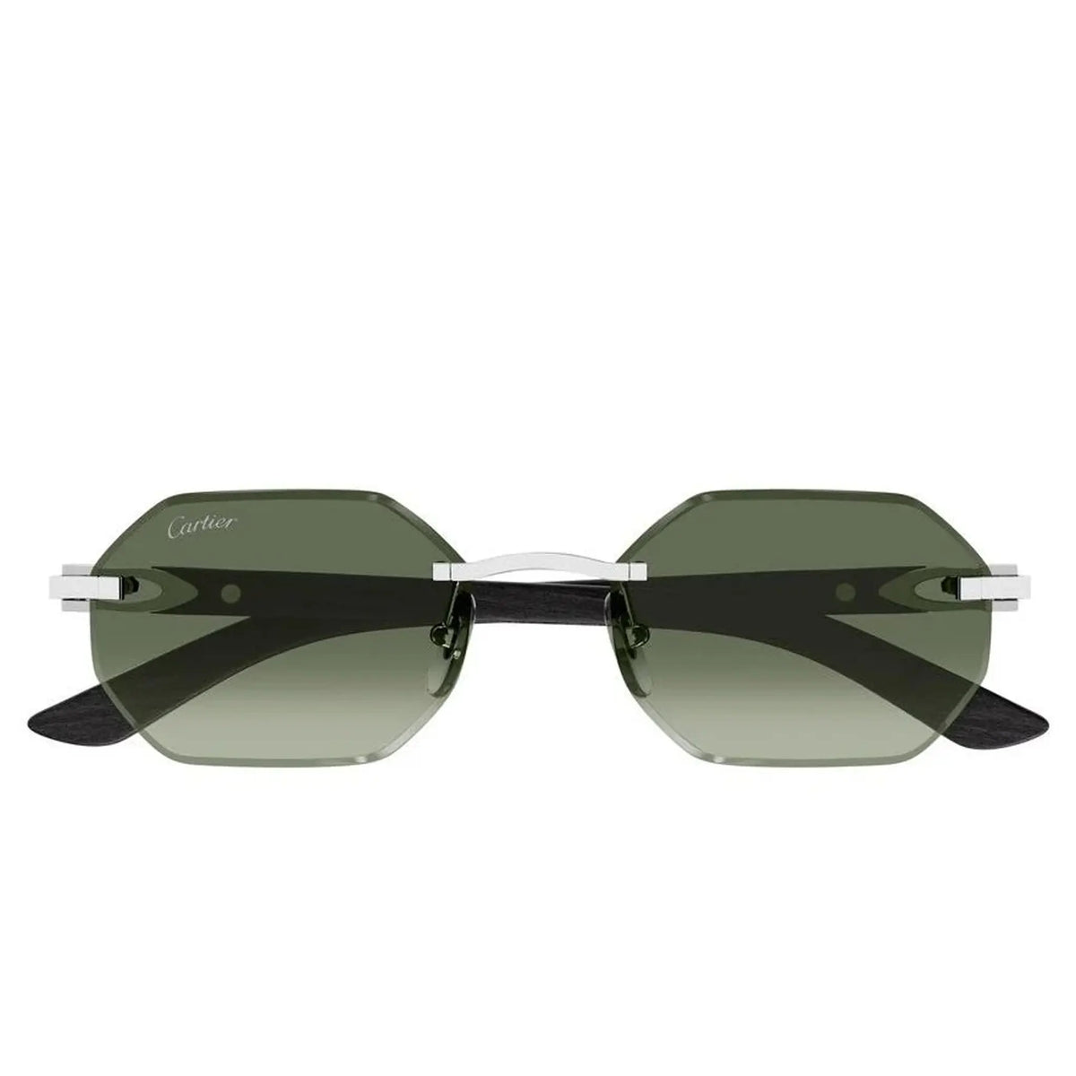 Cartier Eyewear CT0439S-008 Green Silver Rimless Sunglasses