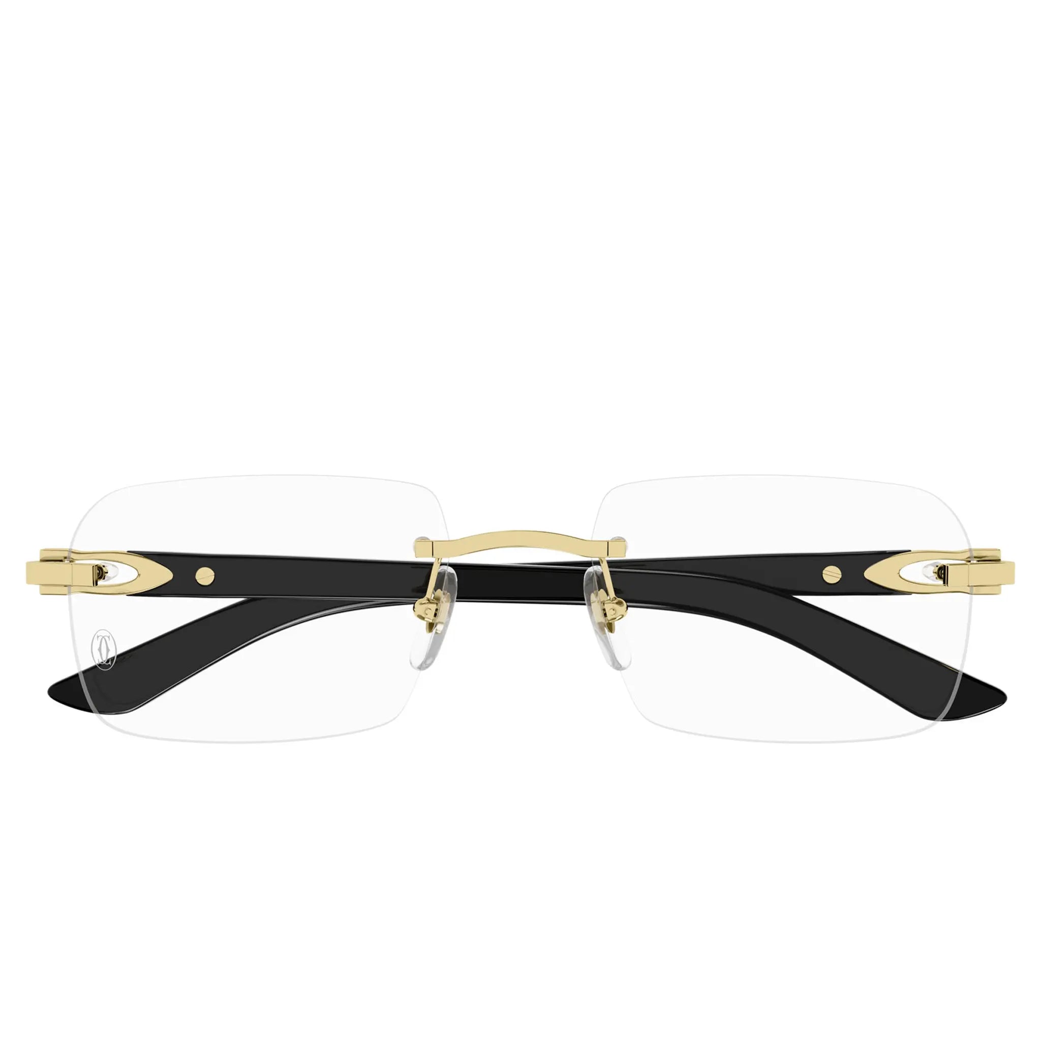 Cartier Eyewear CT0453O-001 Buffalo Horn Transparent Black Gold Rimless Sunglasses Secondary image