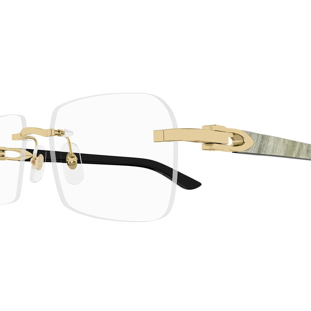 change to Cartier Eyewear CT0453O-002 Buffalo Horn Transparent White Gold Sunglasses