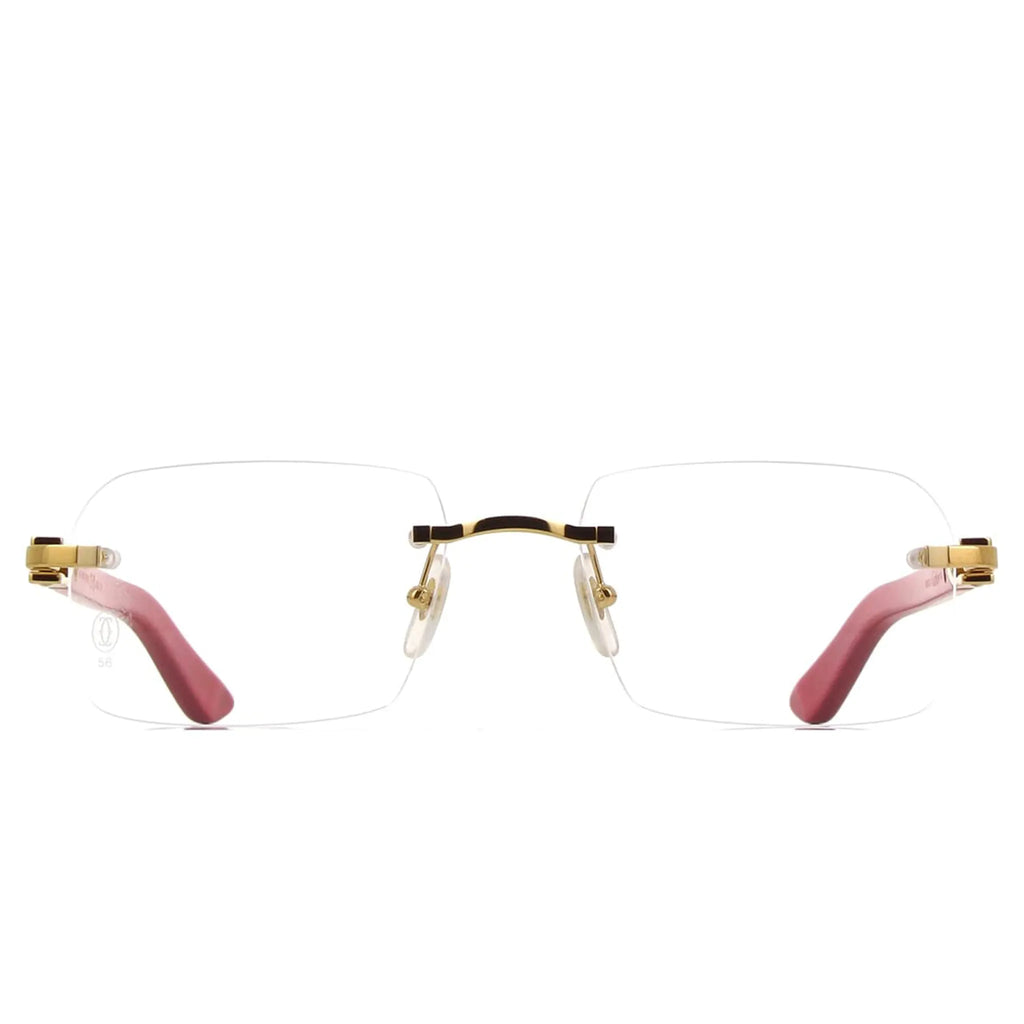 Cartier Eyewear CT0453O-003 Transparent Red Gold Rimless Sunglasses