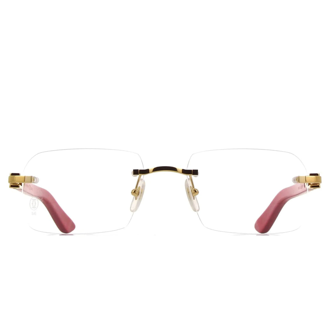 Cartier Eyewear CT0453O-003 Transparent Red Gold Rimless Sunglasses