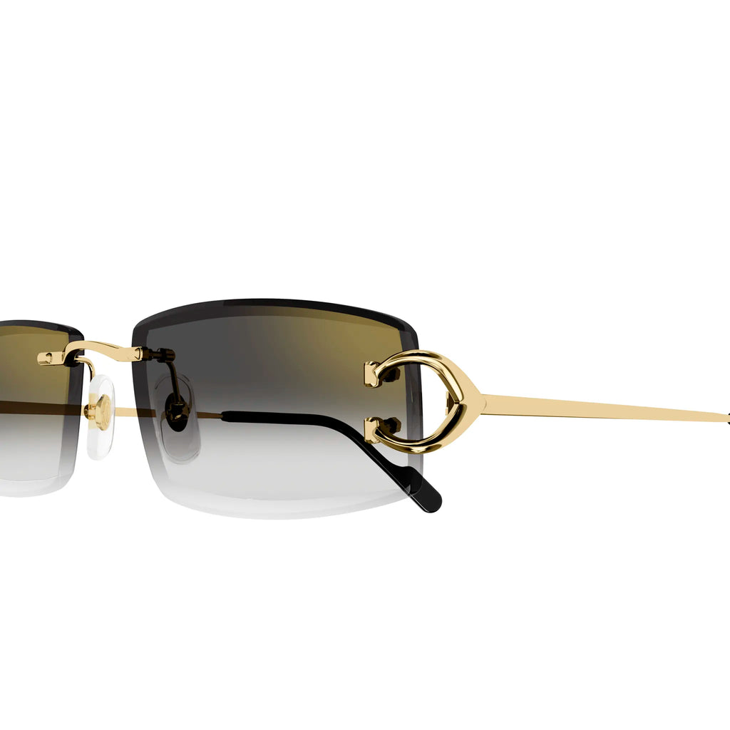 Cartier Eyewear CT0465S-001 Gold Grey Rimless Sunglasses