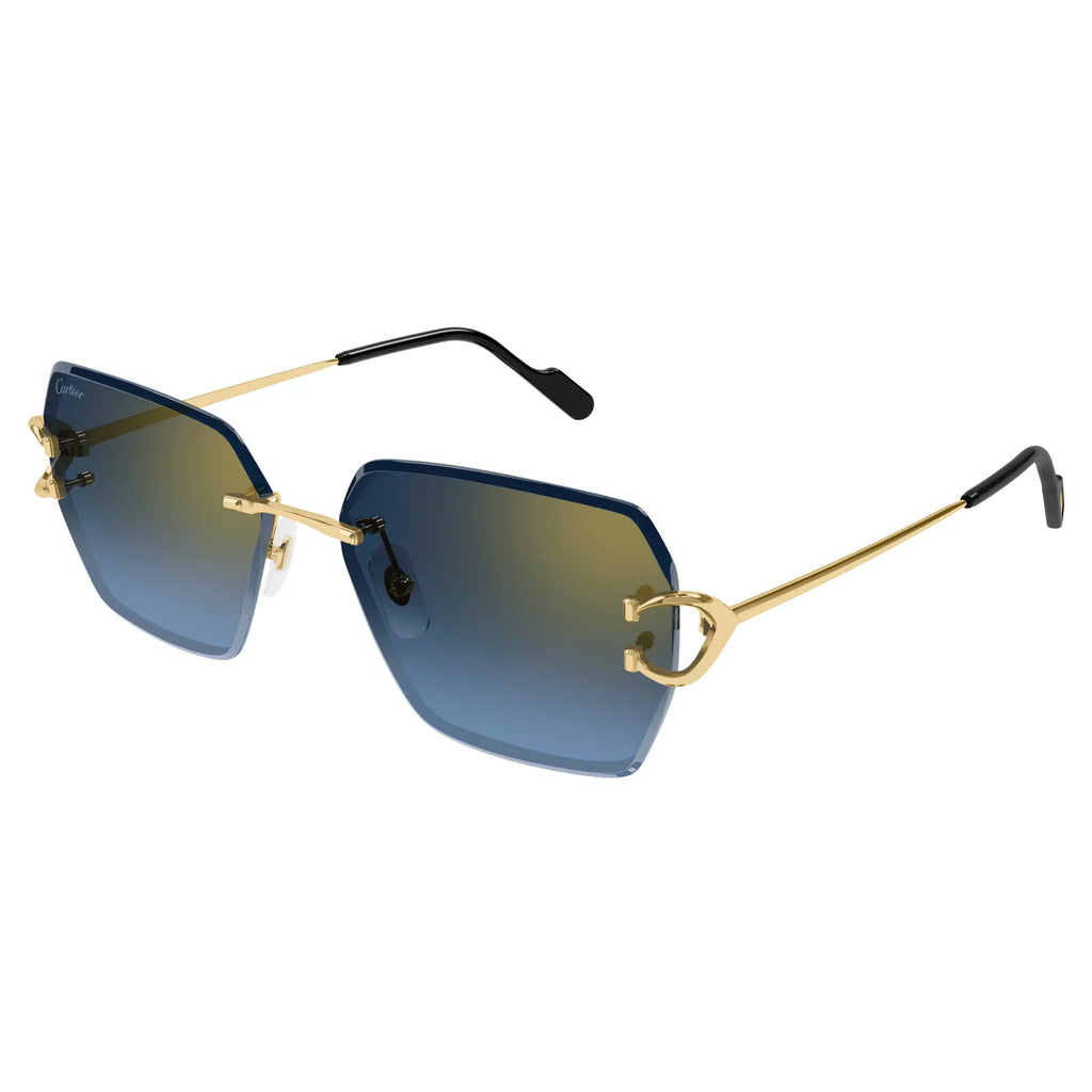 Cartier Eyewear CT0466S-002 Gold Blue Sunglasses