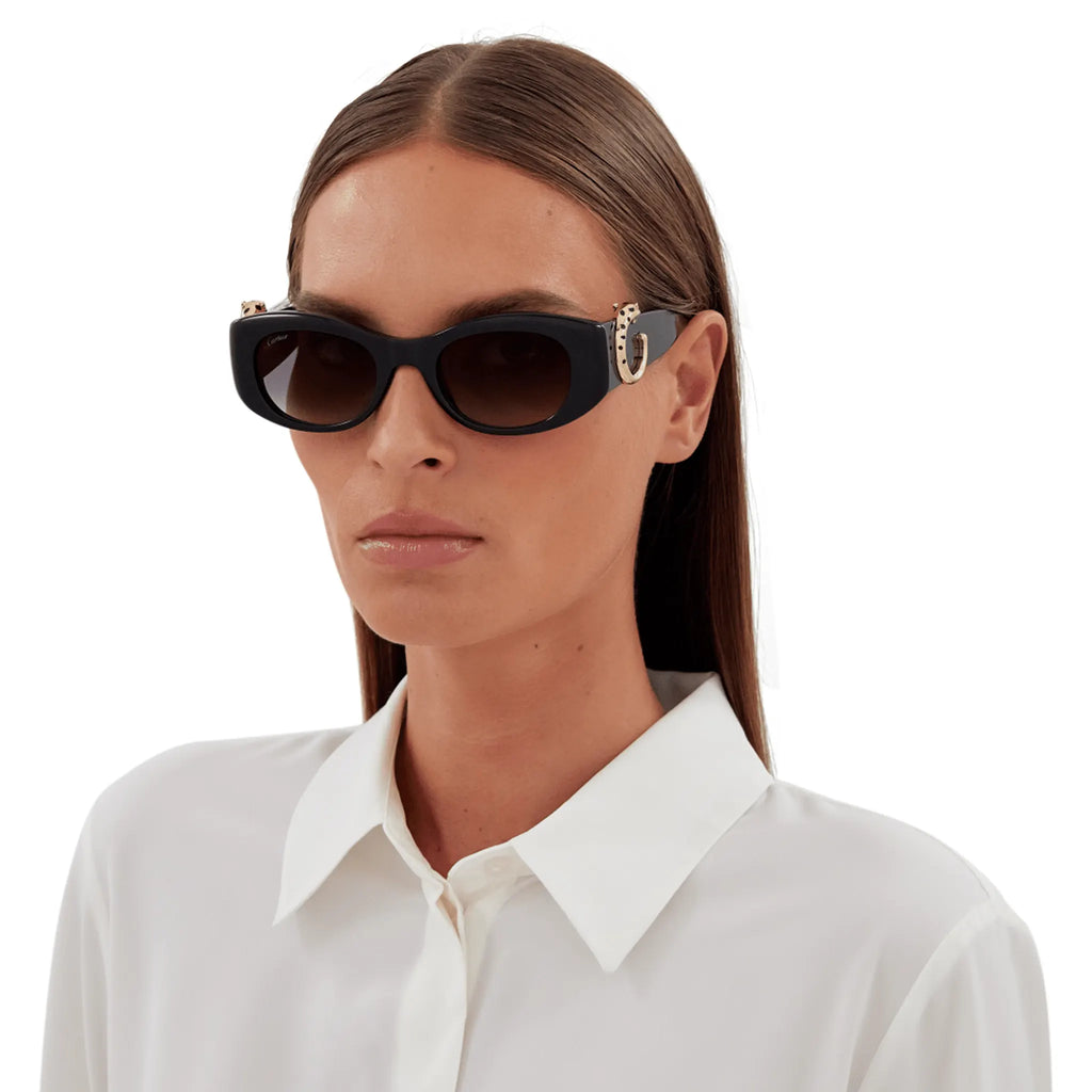 Cartier Eyewear CT0472S-001 C Panthere De Cartier Black Grey Sunglasses