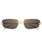 Cartier Eyewear CT0474S-001 Panthere De Cartier Gold Grey Rimless Sunglasses