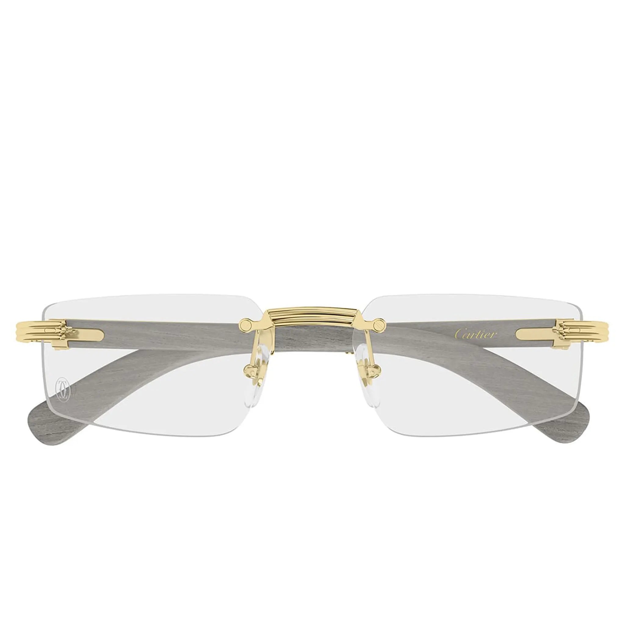 Cartier Eyewear Premiere CT0485O-005 Transparent Gold Grey Wood Rimless Sunglasses Secondary image