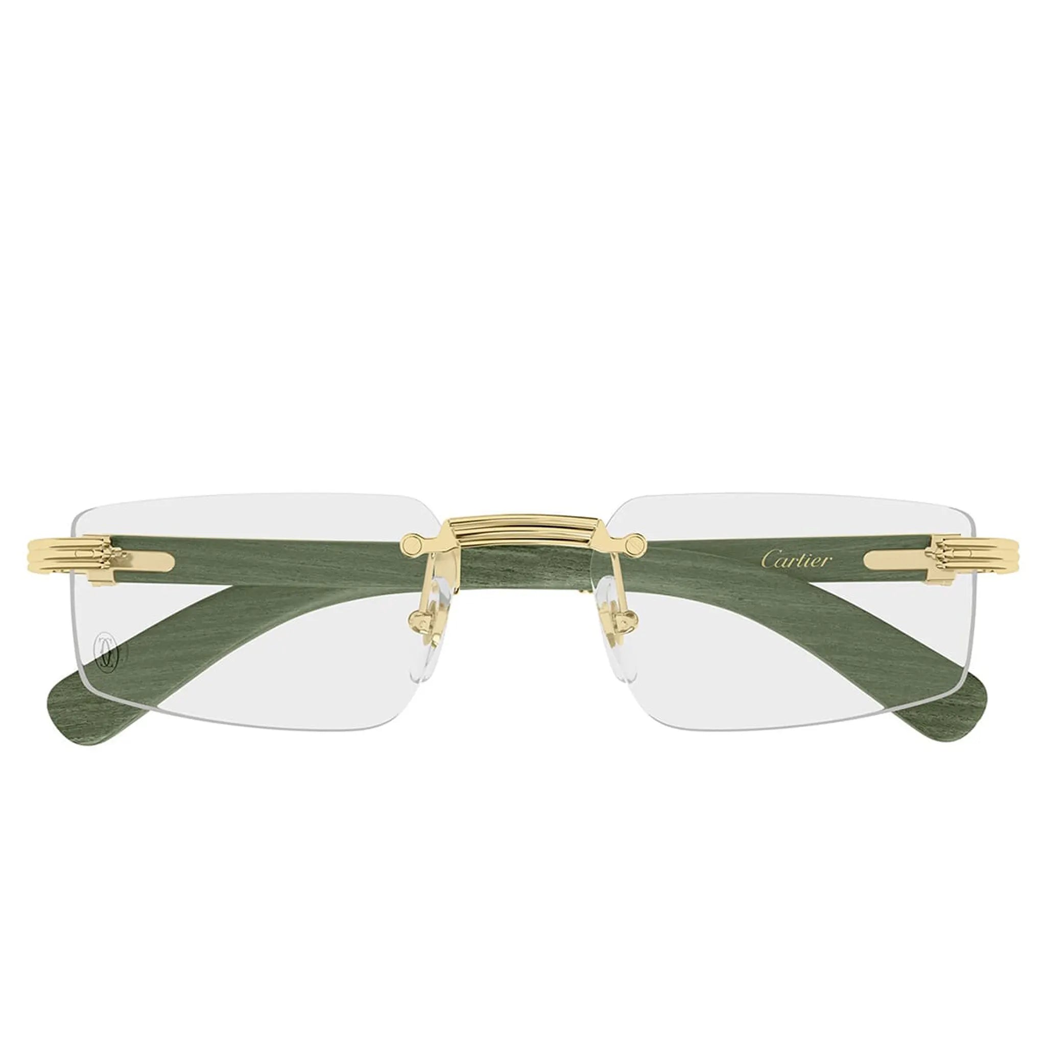 Cartier Eyewear Premiere CT0485O-006 Transparent Gold Green Real Wood Rimless Sunglasses Secondary image