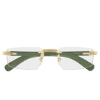 Cartier Eyewear Premiere CT0485O-006 Transparent Gold Green Real Wood Rimless Sunglasses