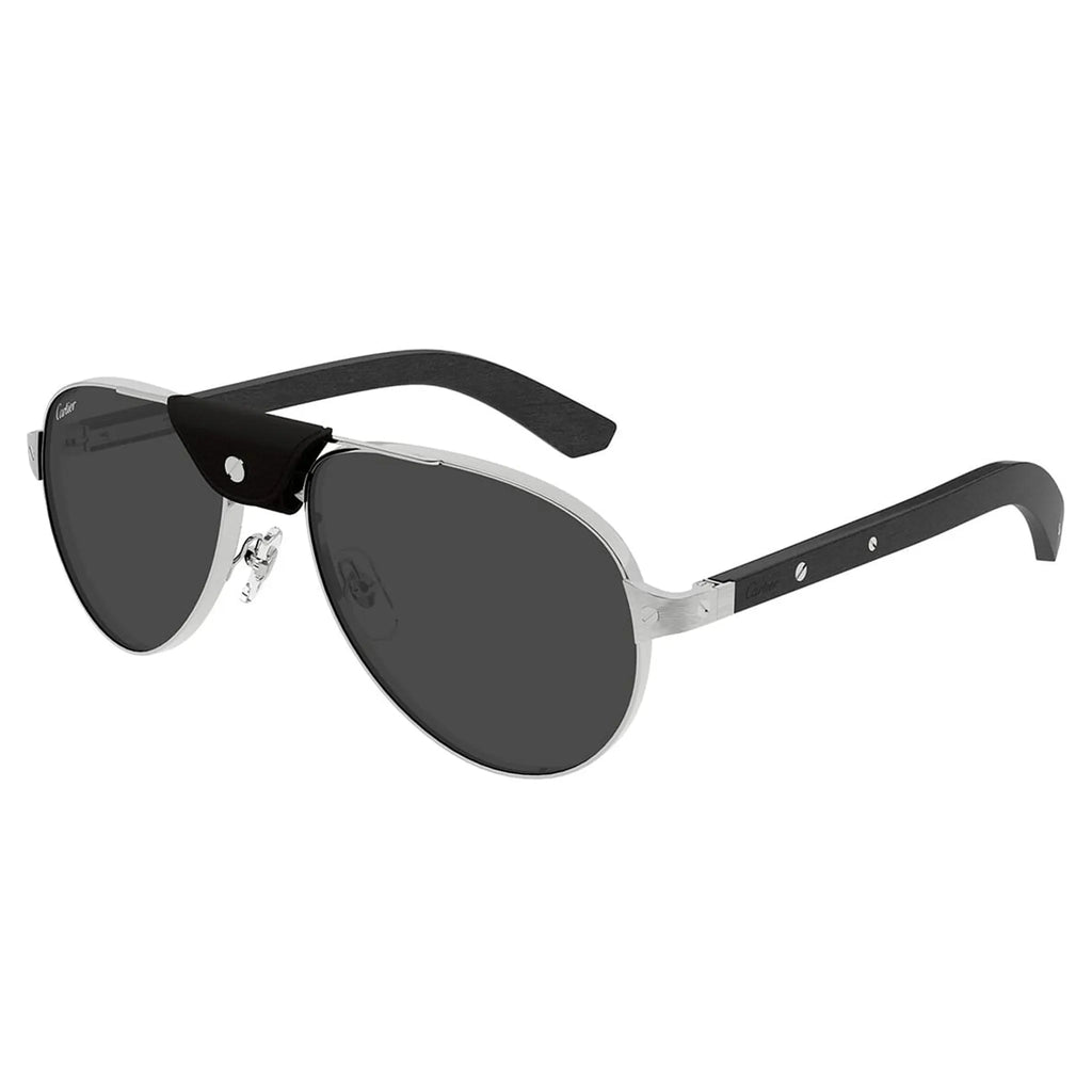 Cartier Eyewear CT0495S-003 Silver Black Sunglasses